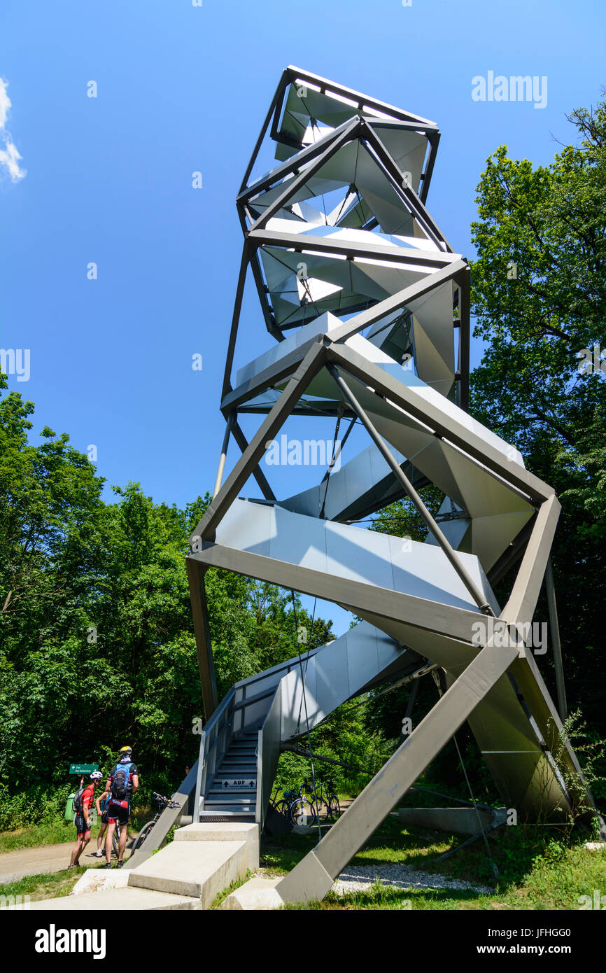 outlook tower Murturm, riparian forest, Mureck, Süd-Steiermark, Steiermark, Styria, Austria Stock Photo