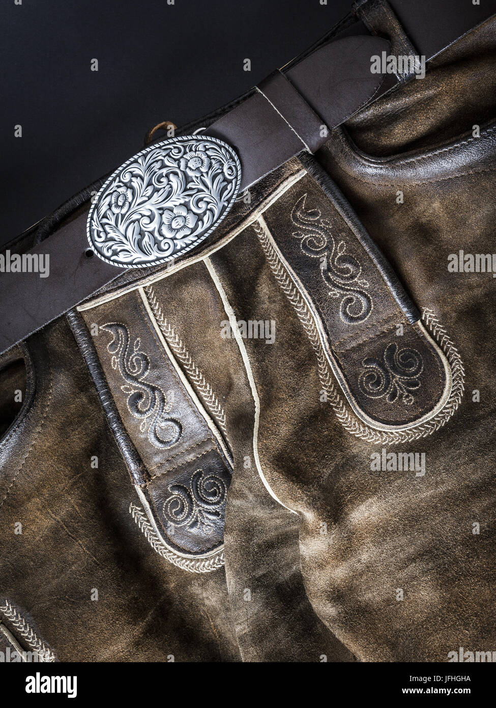 traditional bavarian leather trousers Stock Photo