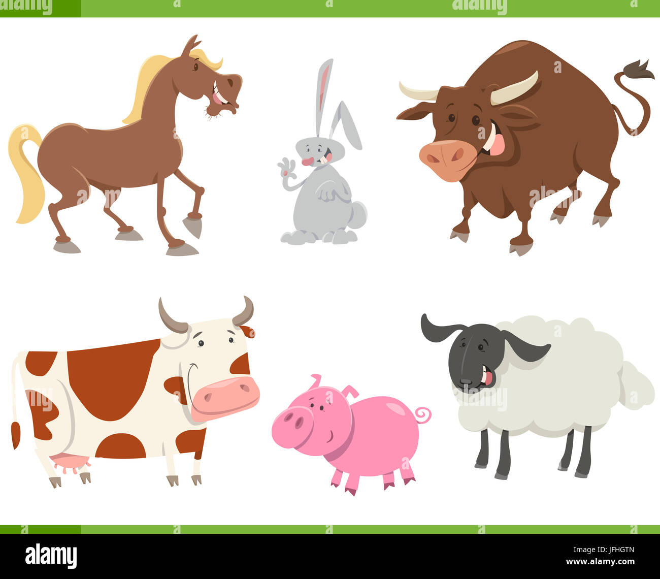 cute farm animals cartoon set Stock Photo - Alamy