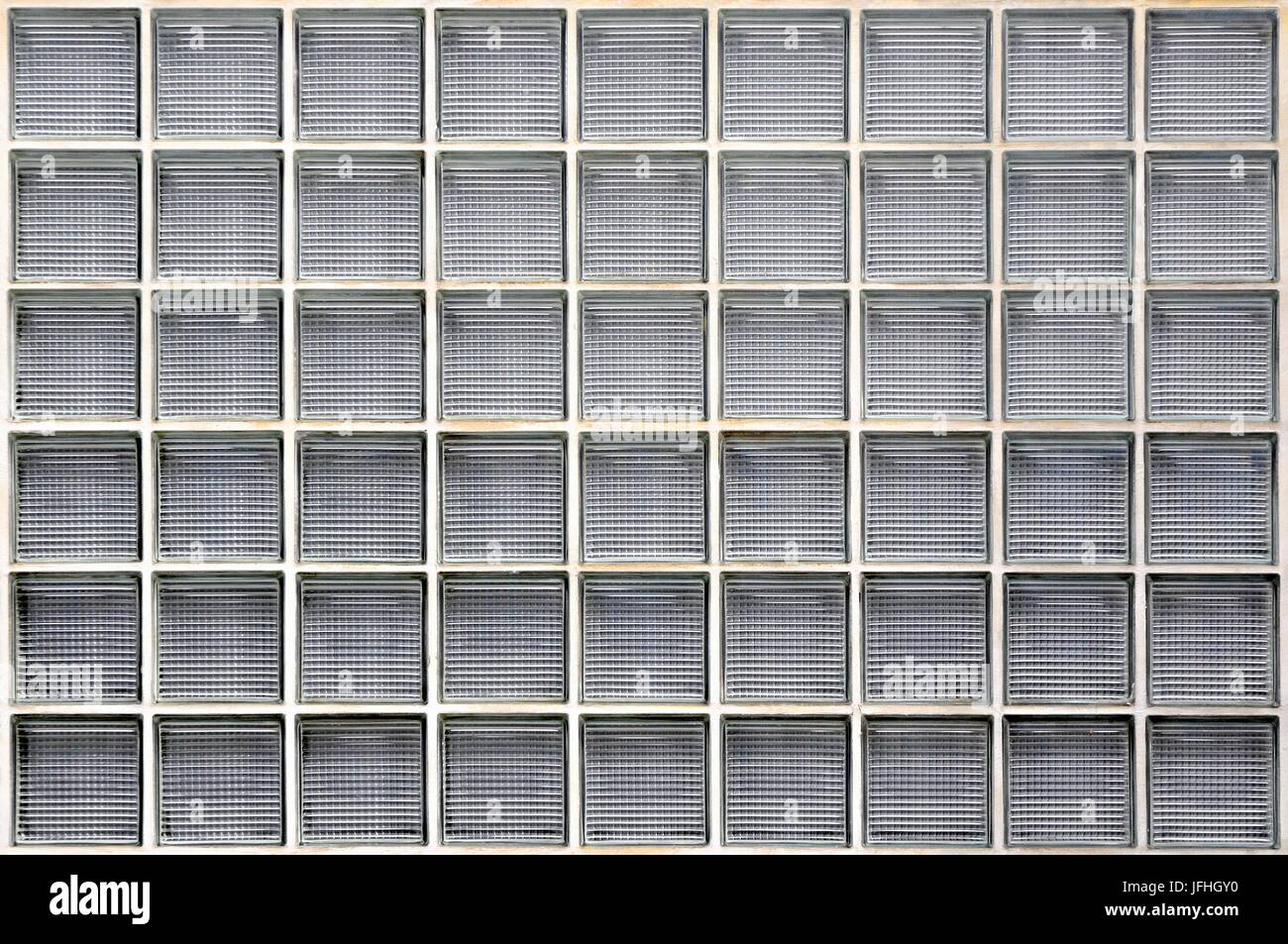 Glass building blocks in the outer wall Stock Photo