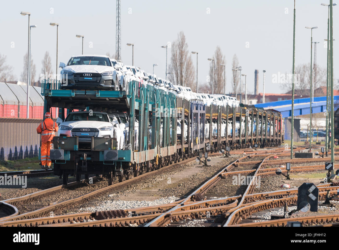 Cars on a train Stock Photo Alamy