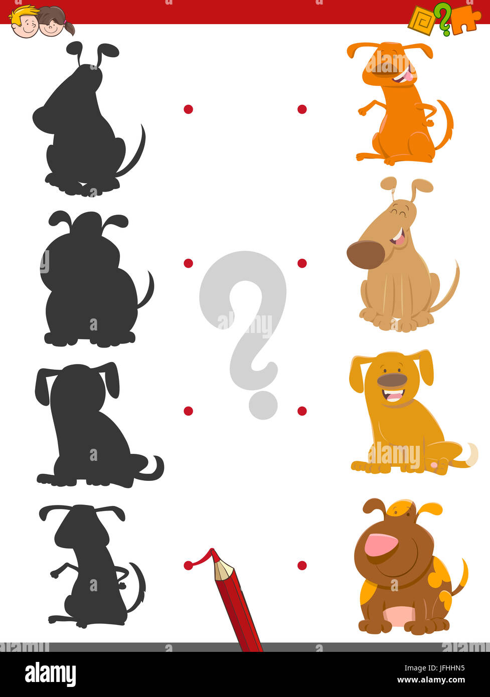 shadow game with cartoon dogs Stock Photo - Alamy
