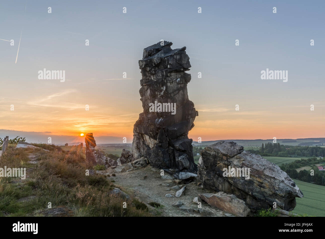 Germany Devil Rocks Devils wall in the harz mountains at sunset hi-res stock photography ...