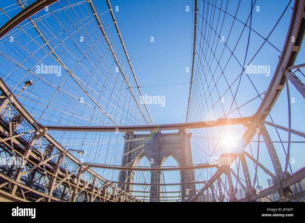 brooklyn bridge and new york city manhattan skyline Stock Photo