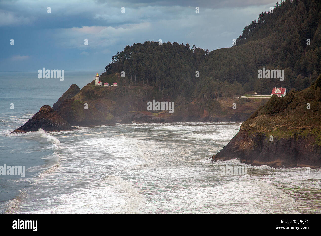 America rugged Pacific coast of Oregon in Florence Stock Photo