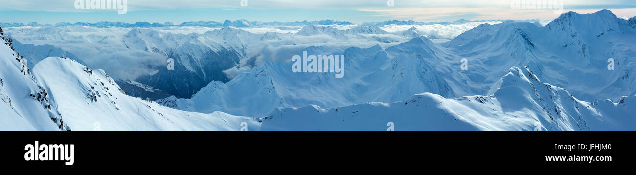 Dolomiten Alps winter view (Austria). Panorama. Stock Photo