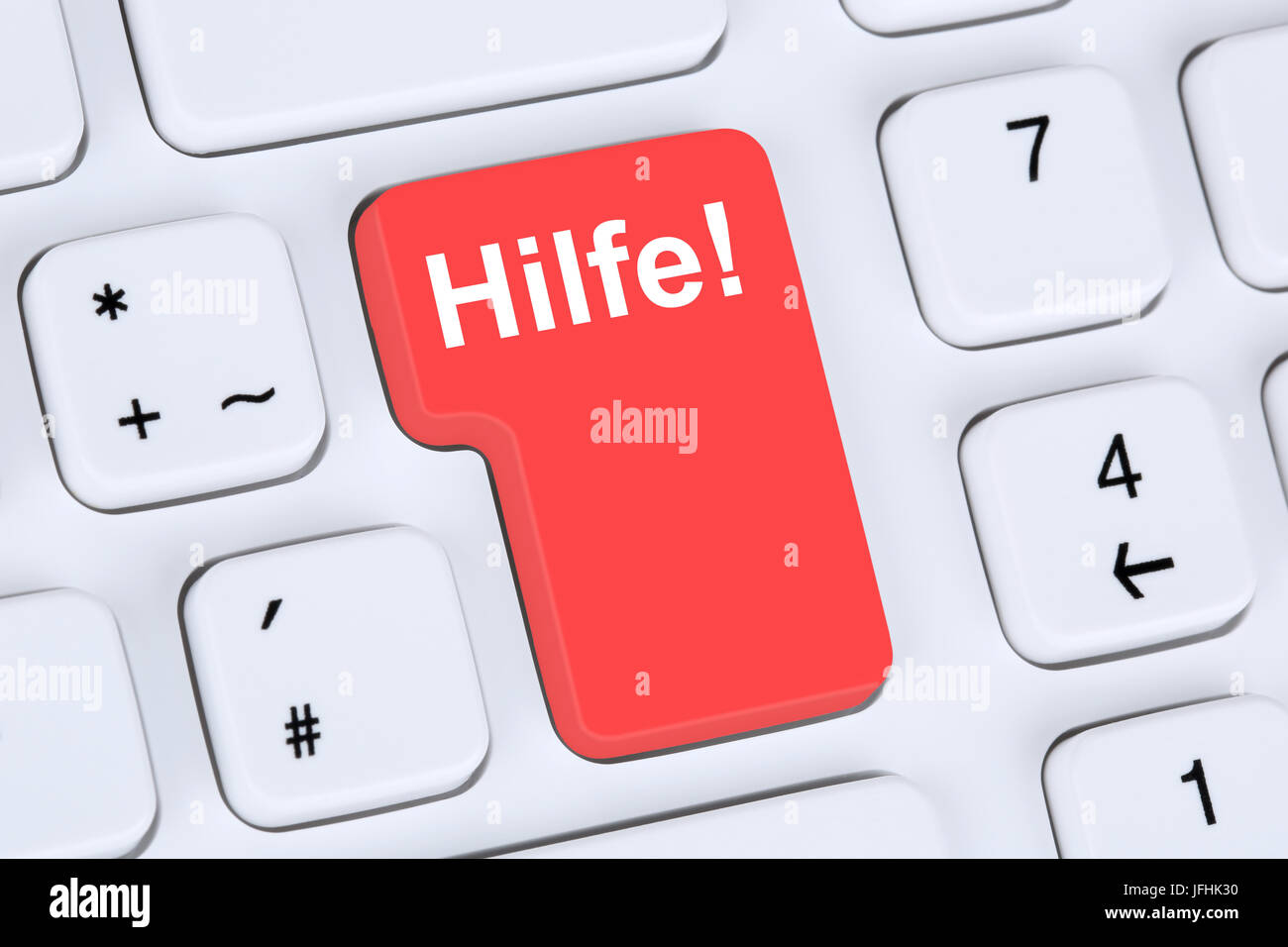 Hilfe Button bei Problem und Lösung mit Computer Stock Photo