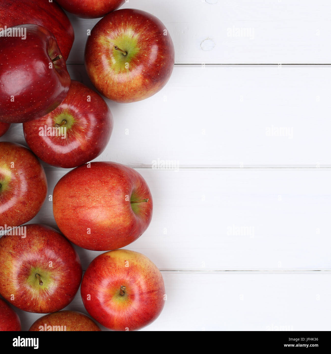 Rote Äpfel Apfel Früchte mit Textfreiraum Stock Photo