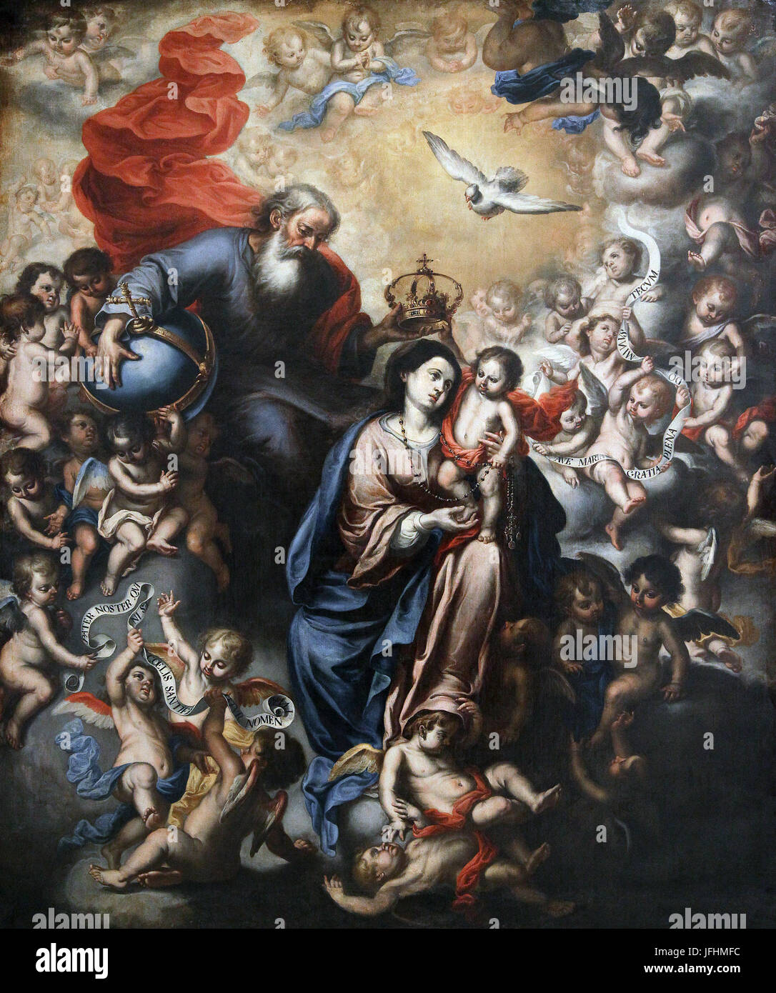 la coronacion de la virgen Coronation of the Virgin 1750 by Antonio del a Pozo Stock Photo
