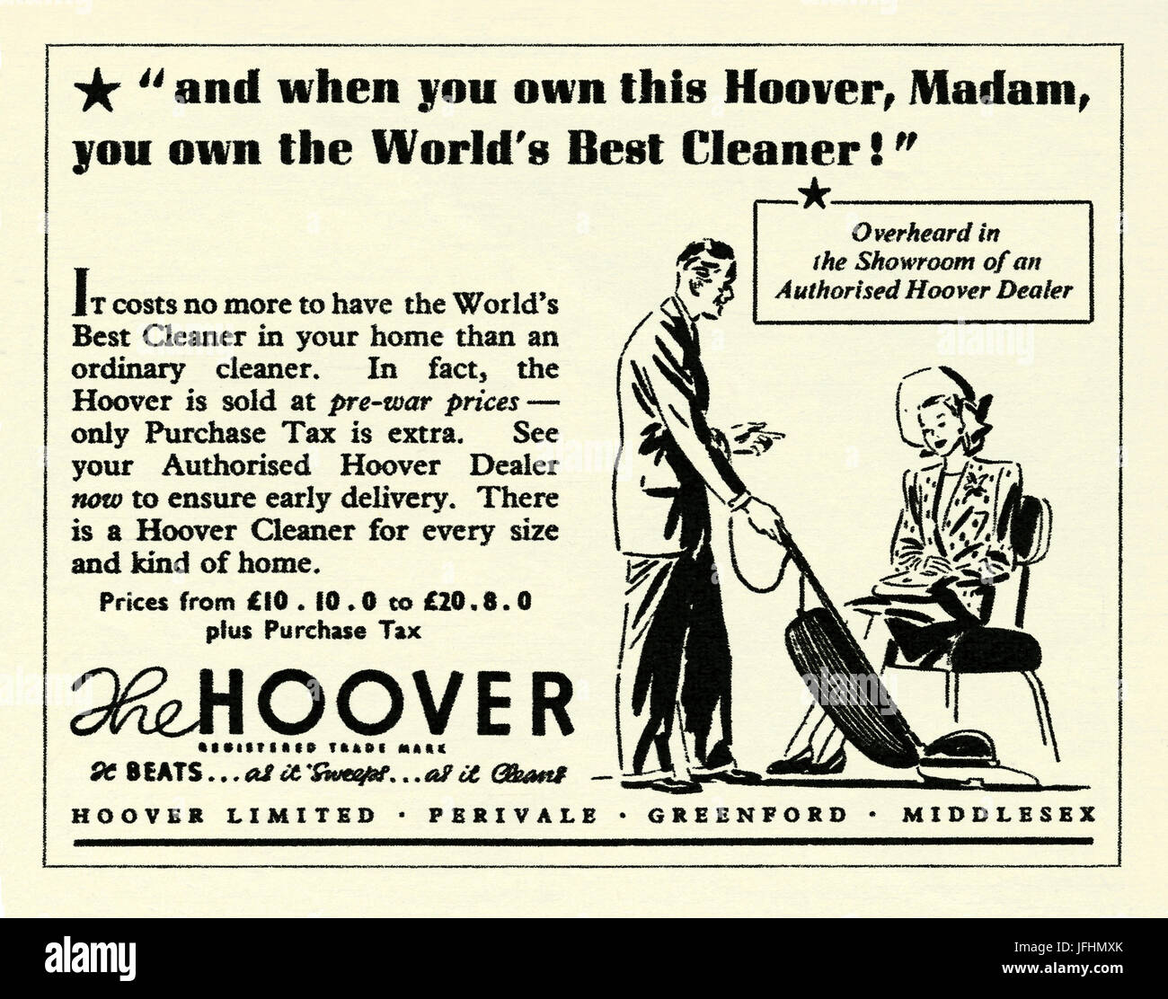an advert for a hoover upright vacuum cleaner it appeared advert for cleaner