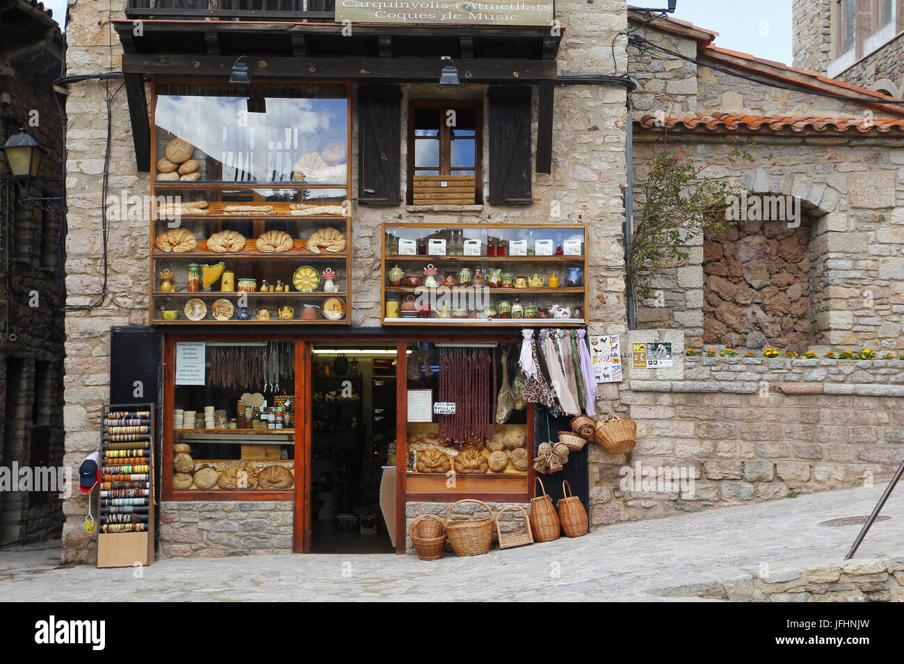 Showcase in a food and ceramics store Stock Photo