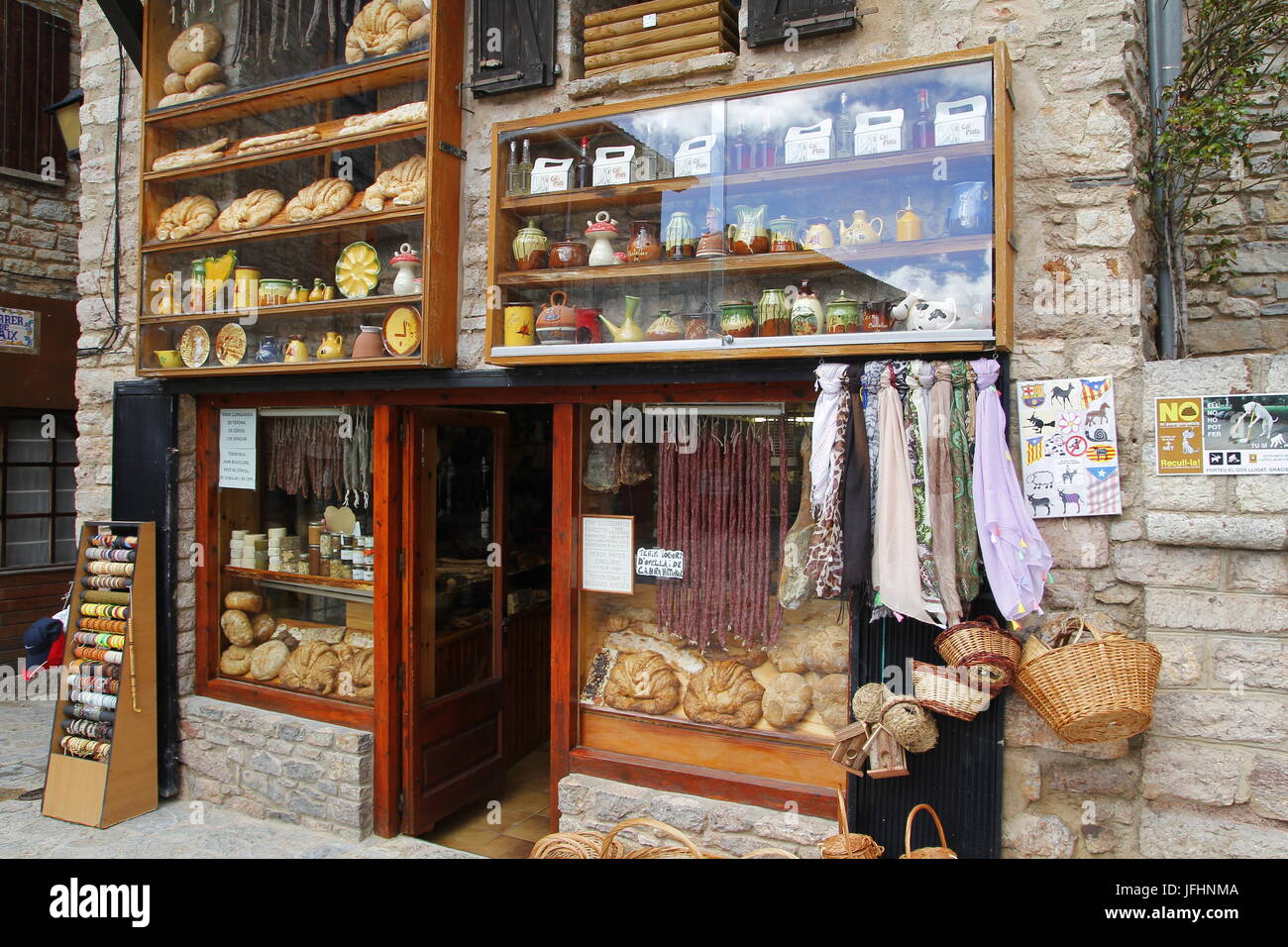 Showcase in a food and ceramics store Stock Photo Alamy