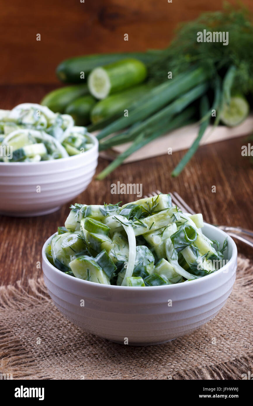 Fresh cucumber and dill salad Stock Photo