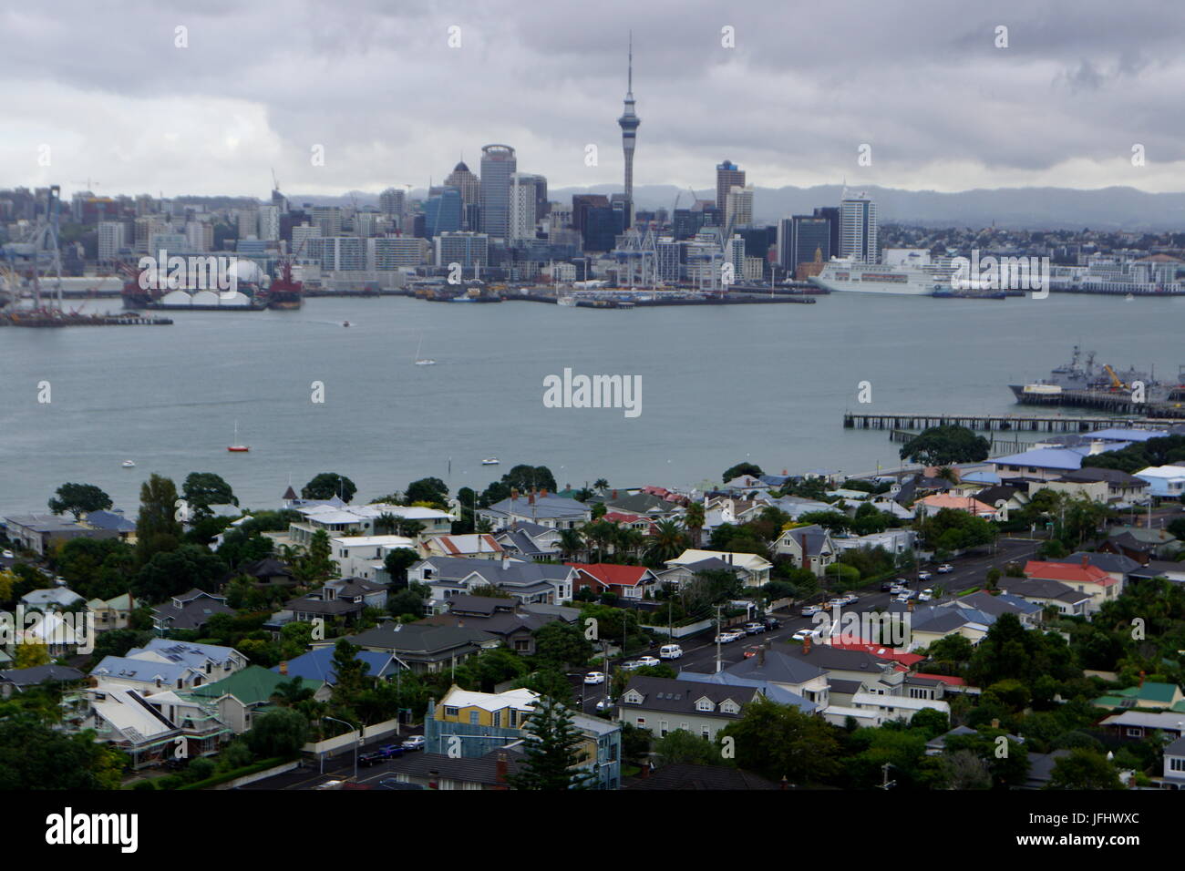 View from Devonport to Auckland,New Zealand Stock Photo