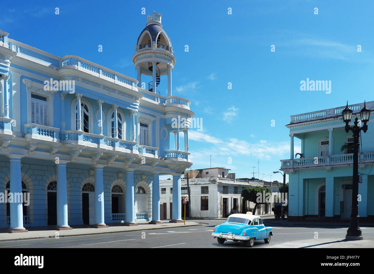 Cienfuegos, Cuba - Buildings and streets lanes Stock Photo
