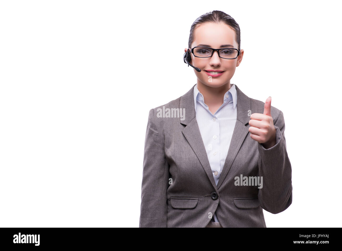 Call center operator in business concept isolated on white Stock Photo