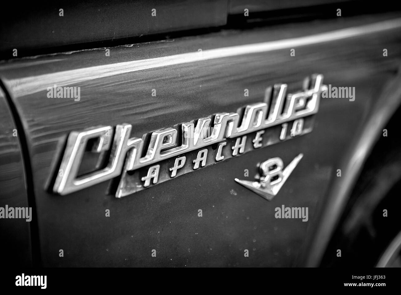 Vehicle emblem, Chevrolet Apache 10 Stock Photo