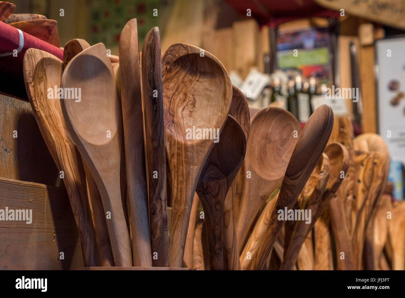 wooden article, wooden spoon on the Christmas fair in Bad Tölz