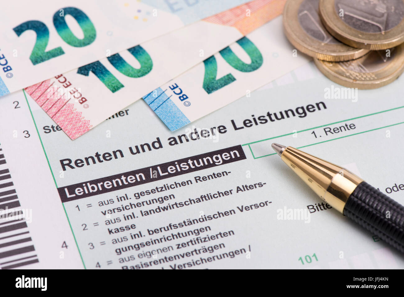 Pension and tax return for tax office Stock Photo