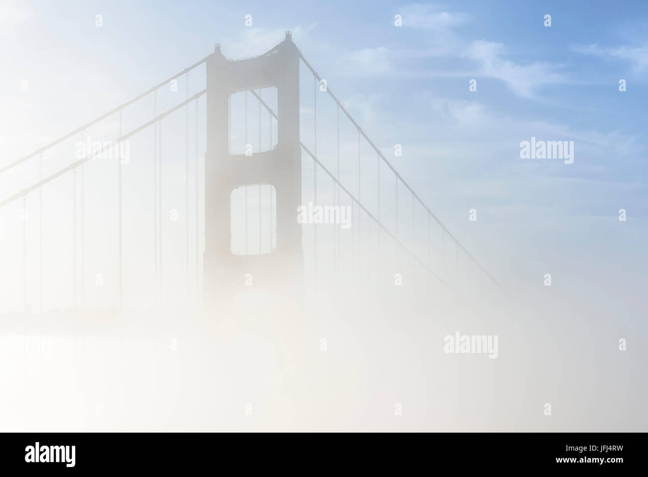 Golden Gate Bridge in the fog, the USA, California, San Francisco Stock Photo