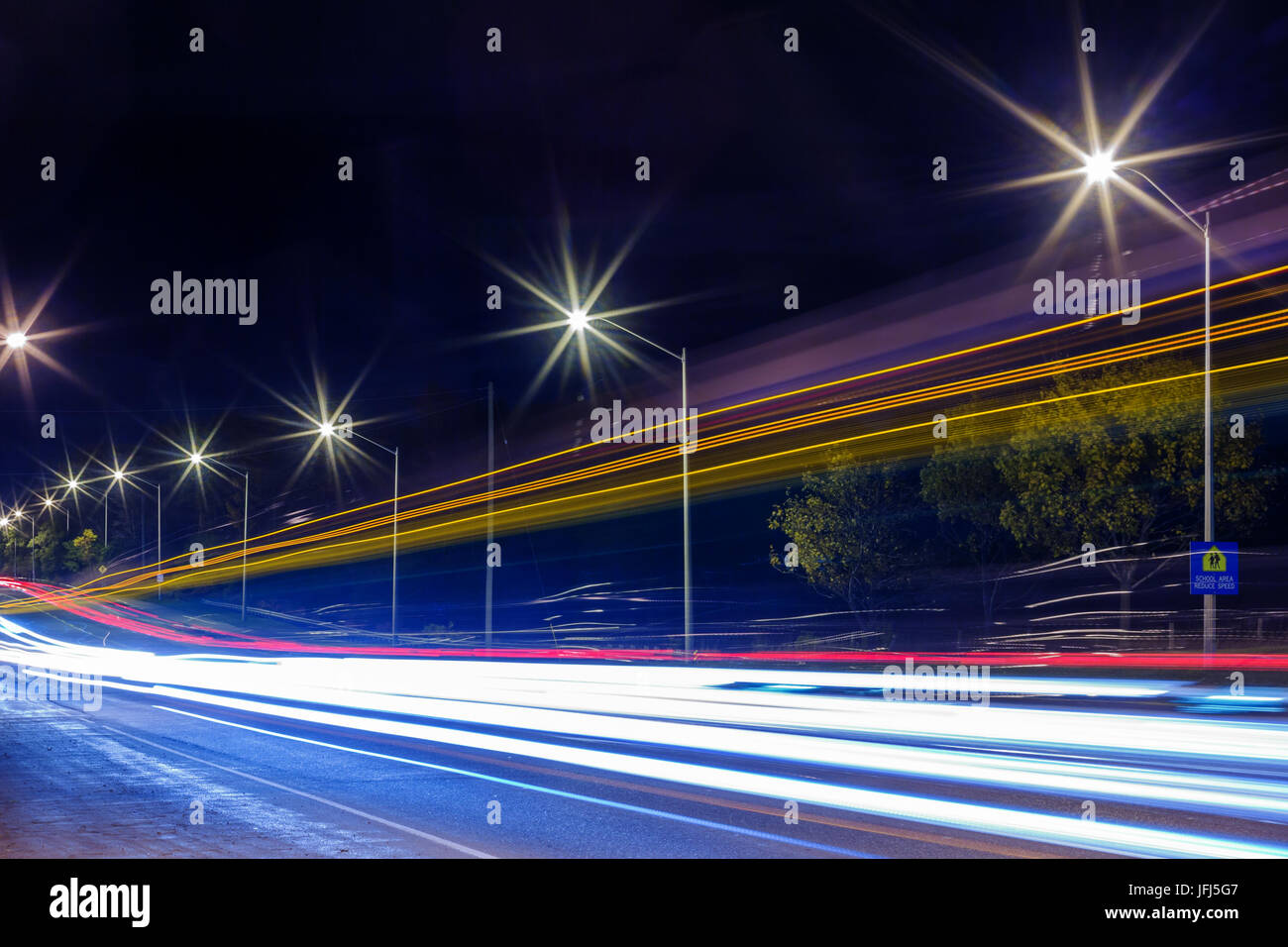 Road with light trails hi-res stock photography and images - Alamy