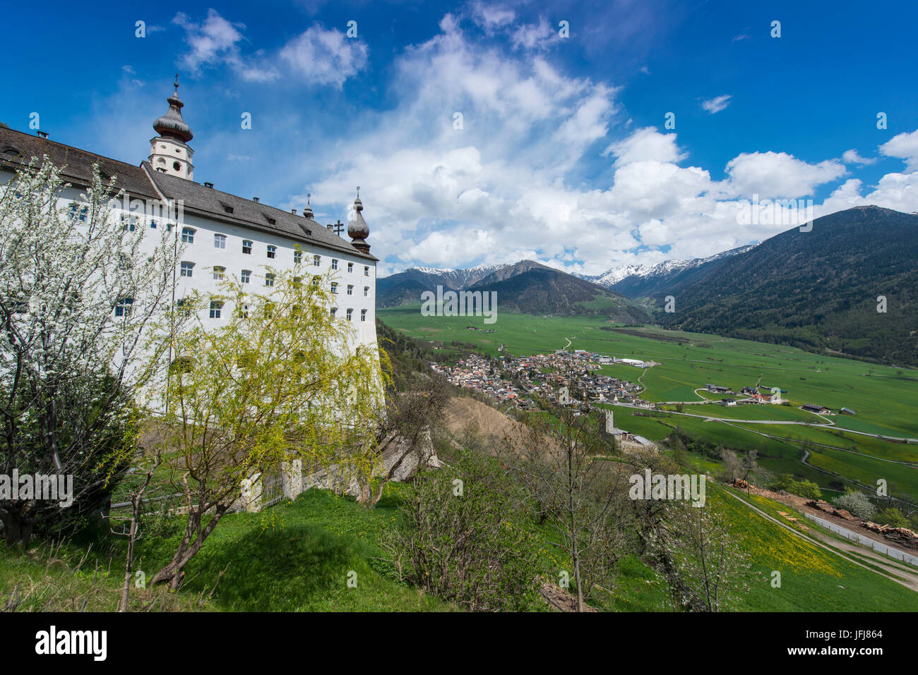 Italy, South Tirol, Trentino, Alto Adige, Vinschgau, Mals, Burgeis, cloister Marienberg, Benedictine abbey Stock Photo