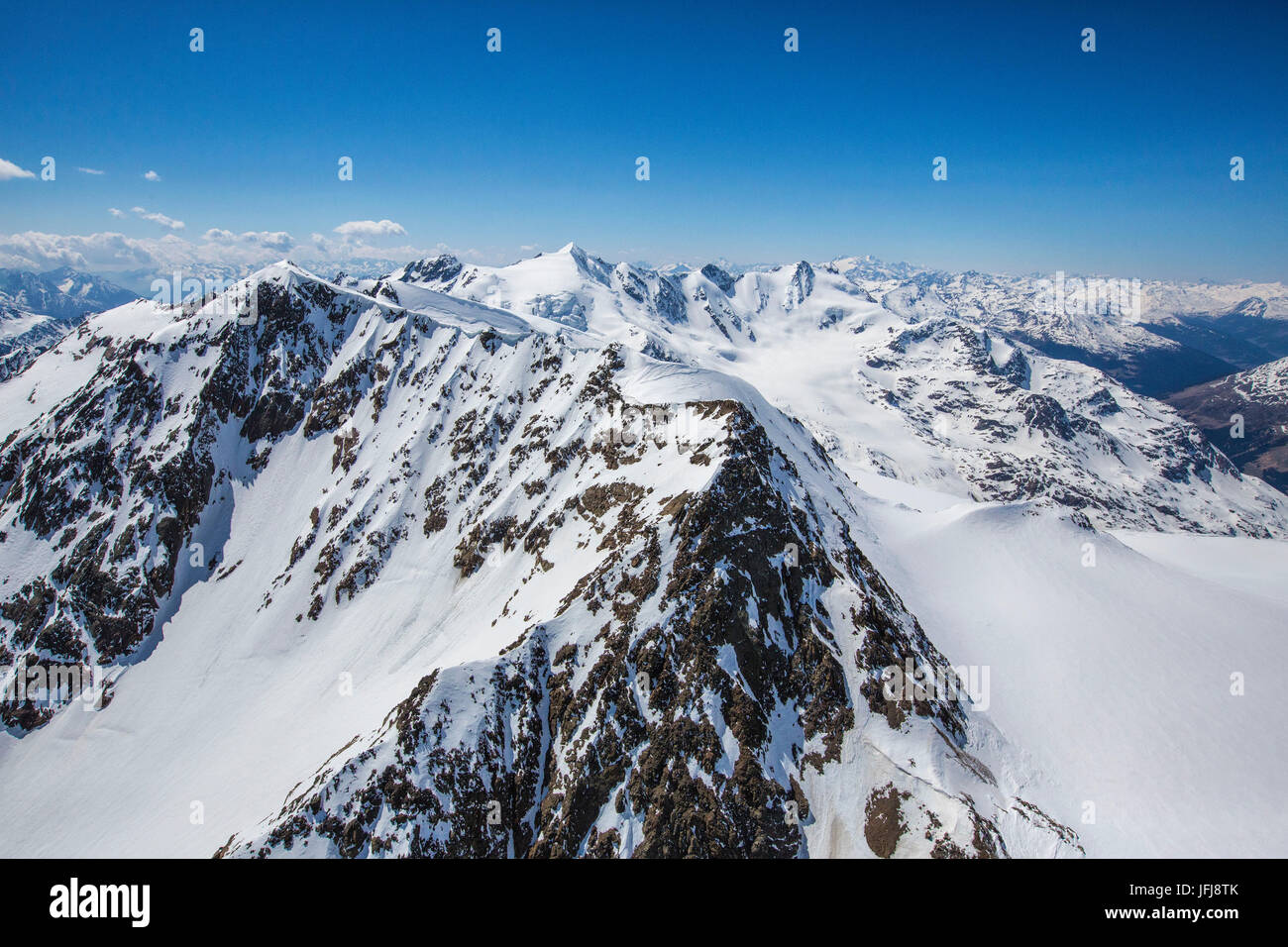Aerial view of Forni Glacier and Peak Pejo Valtellina Lombardy Italy