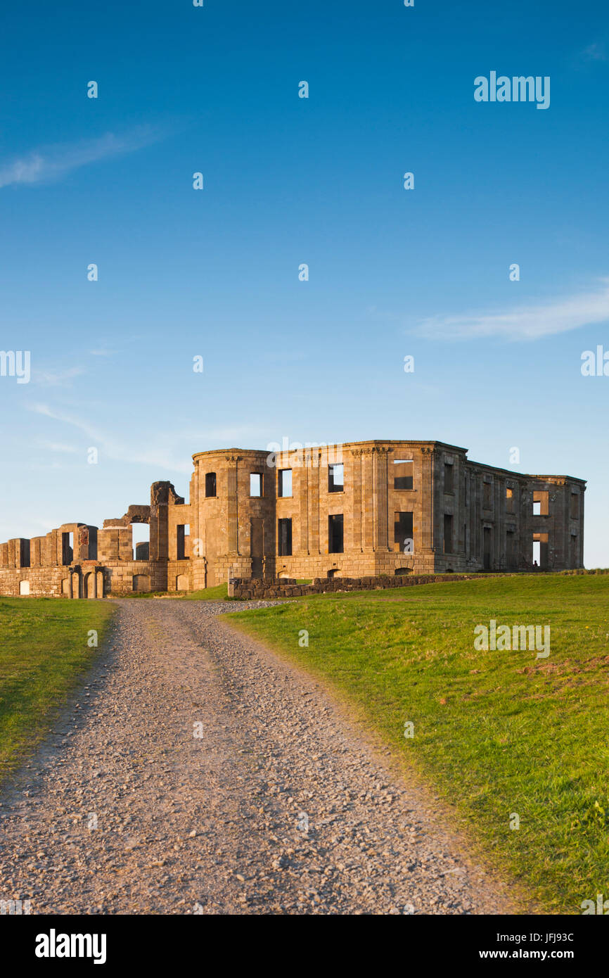 UK, Northern Ireland, County Londonderry, Downhill, Downhill Demesne, grand house ruins, dusk Stock Photo