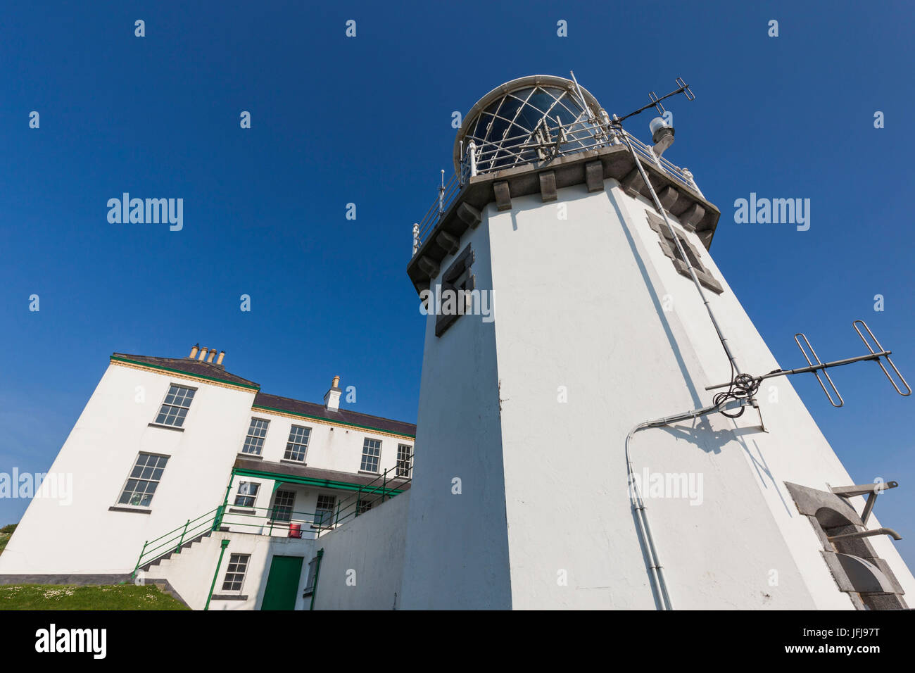 UK, Northern Ireland, County Antrim, Whitehead, Blackhead Lighthouse Stock Photo