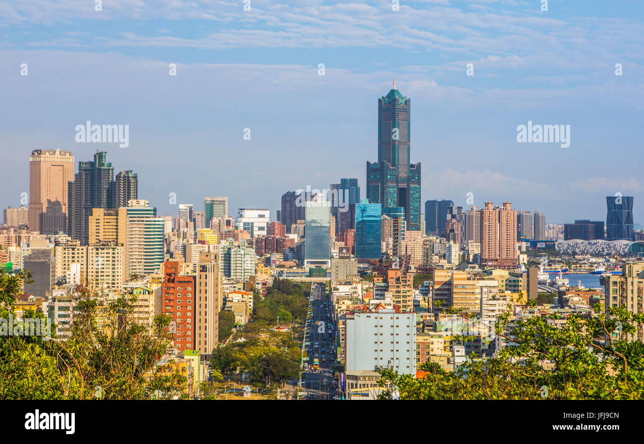 Taiwan, Kaohsiung City, Tuntex Sky Tower, city skyline Stock Photo