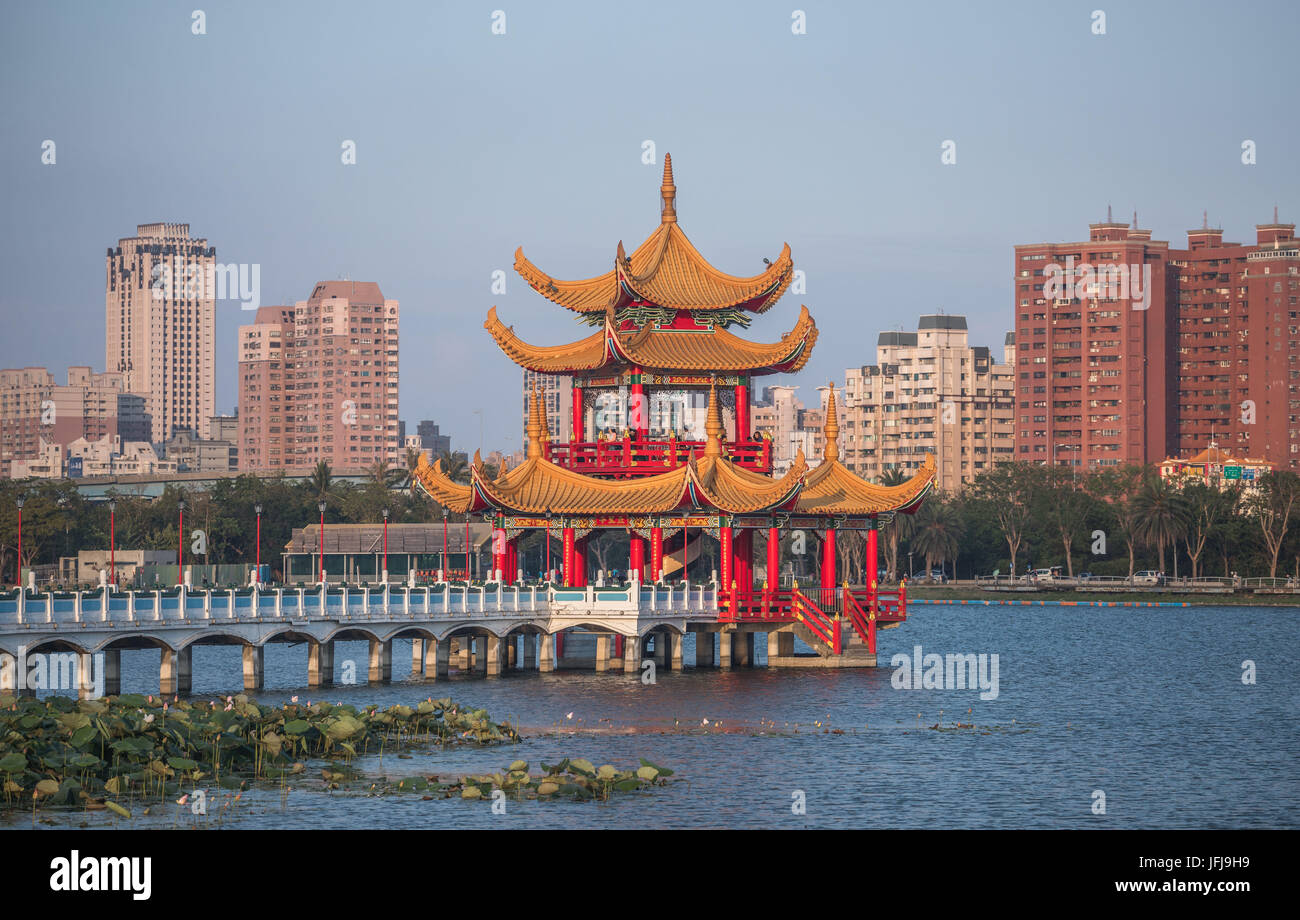 Taiwan, Kaohsiung City, Tsoying District, Lotus Pond, Pavillion Stock Photo