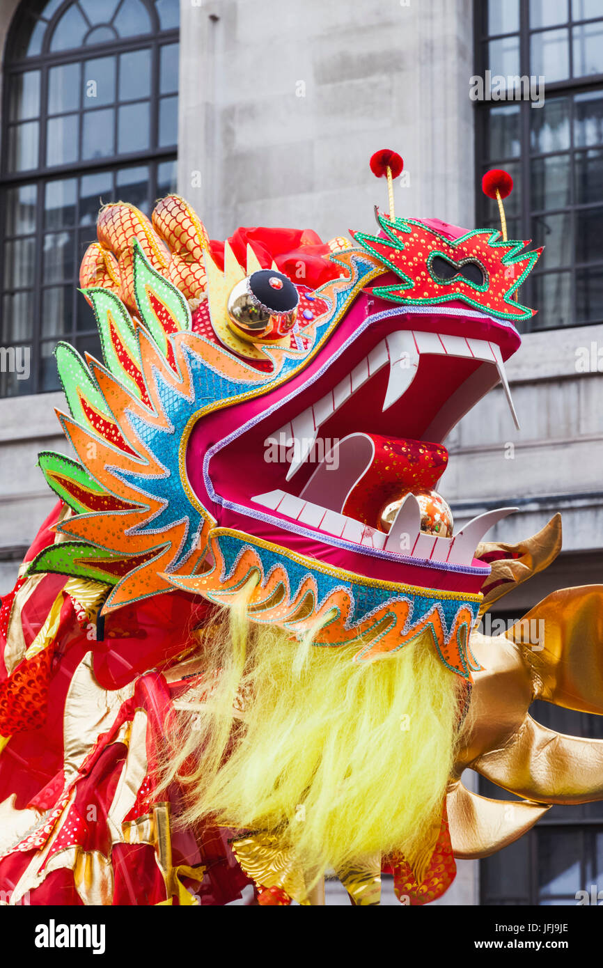 England, London, Chinese New Year Parade, Chinese Dragon Stock Photo