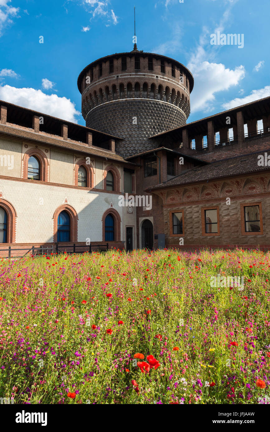 Milan - Lombardy, Italy Sforza Castle Stock Photo