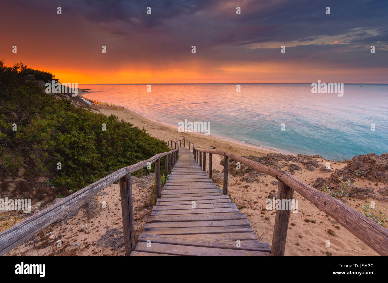 Europe, Italy, Piri Piri Beach at dawn, Salento, Apulia, Stock Photo