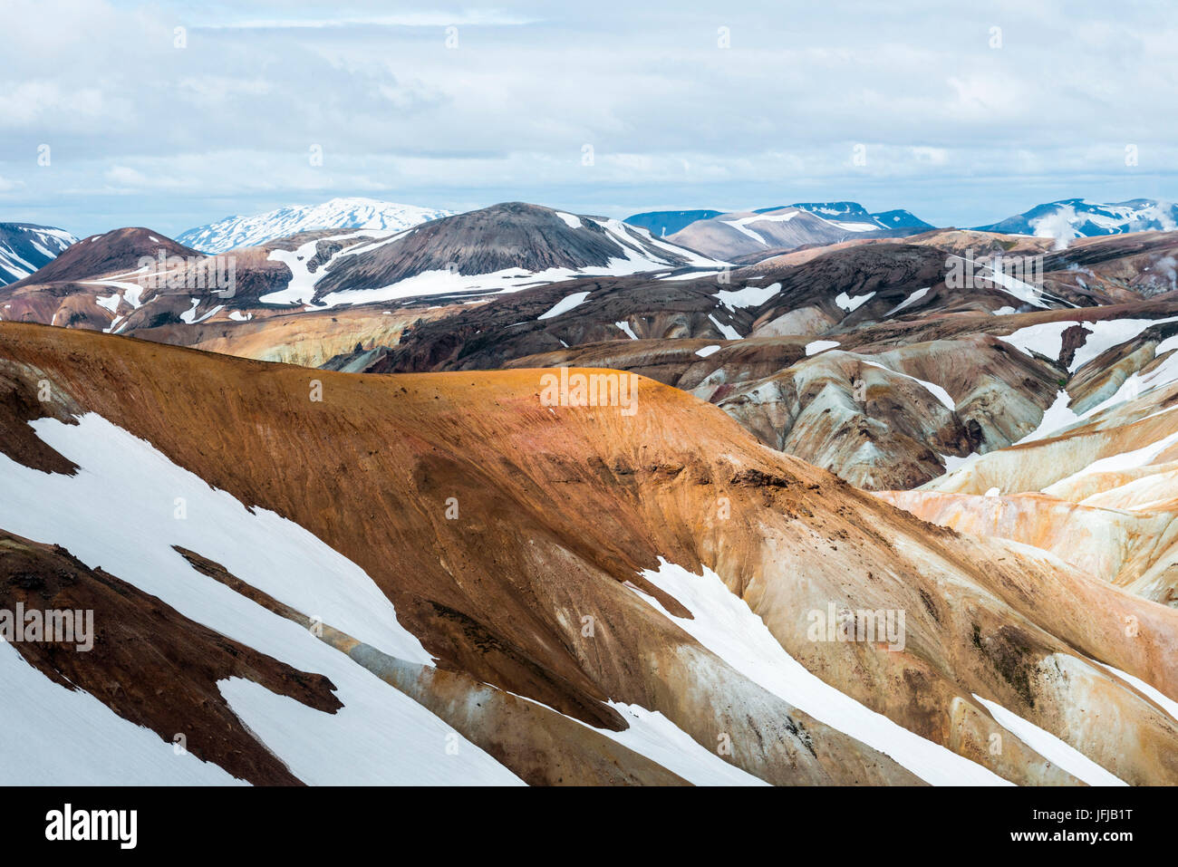 The immense colours' contrast in Landmannalaugar, Iceland Stock Photo