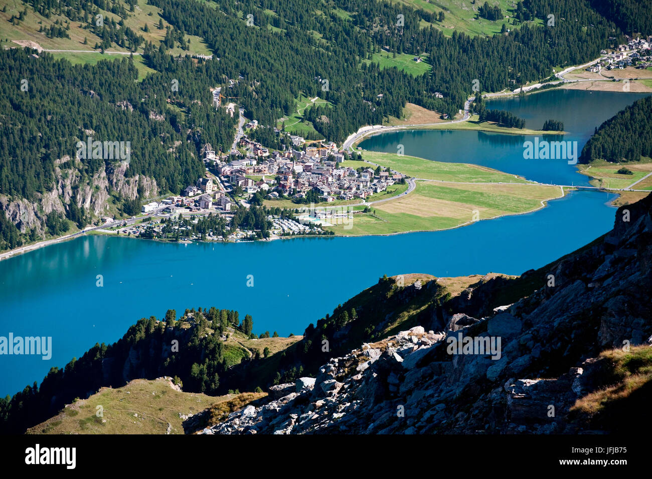 Suisse, Silvaplana lake at Engiadin high Stock Photo