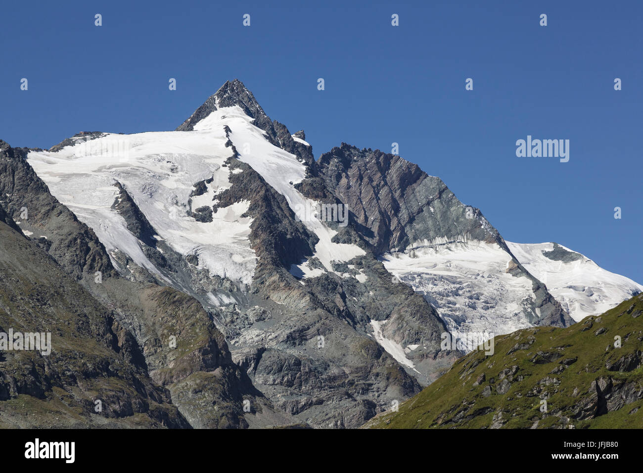 Europe, Austria, View of Grossglockner, the highest austrian peak between Carinthia and Tyrol Stock Photo