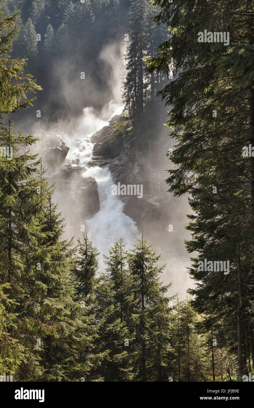 Europe, Austria, Salzburg Land, Krimml, Hohe Tauern National Park, the krimml waterfalls, the lower falls Stock Photo