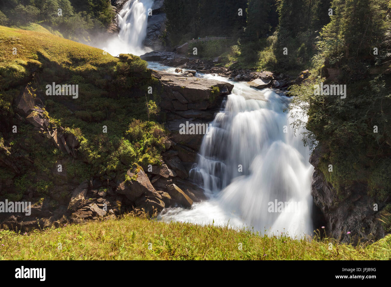 Europe, Austria, Salzburg Land, Krimml, Hohe Tauern National Park, the krimml waterfalls, the upper waterfalls Stock Photo