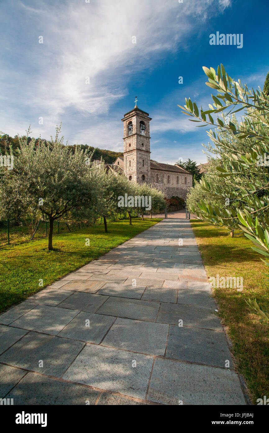 Abbey Piona from the Como lake, Lombardy, Italy Stock Photo