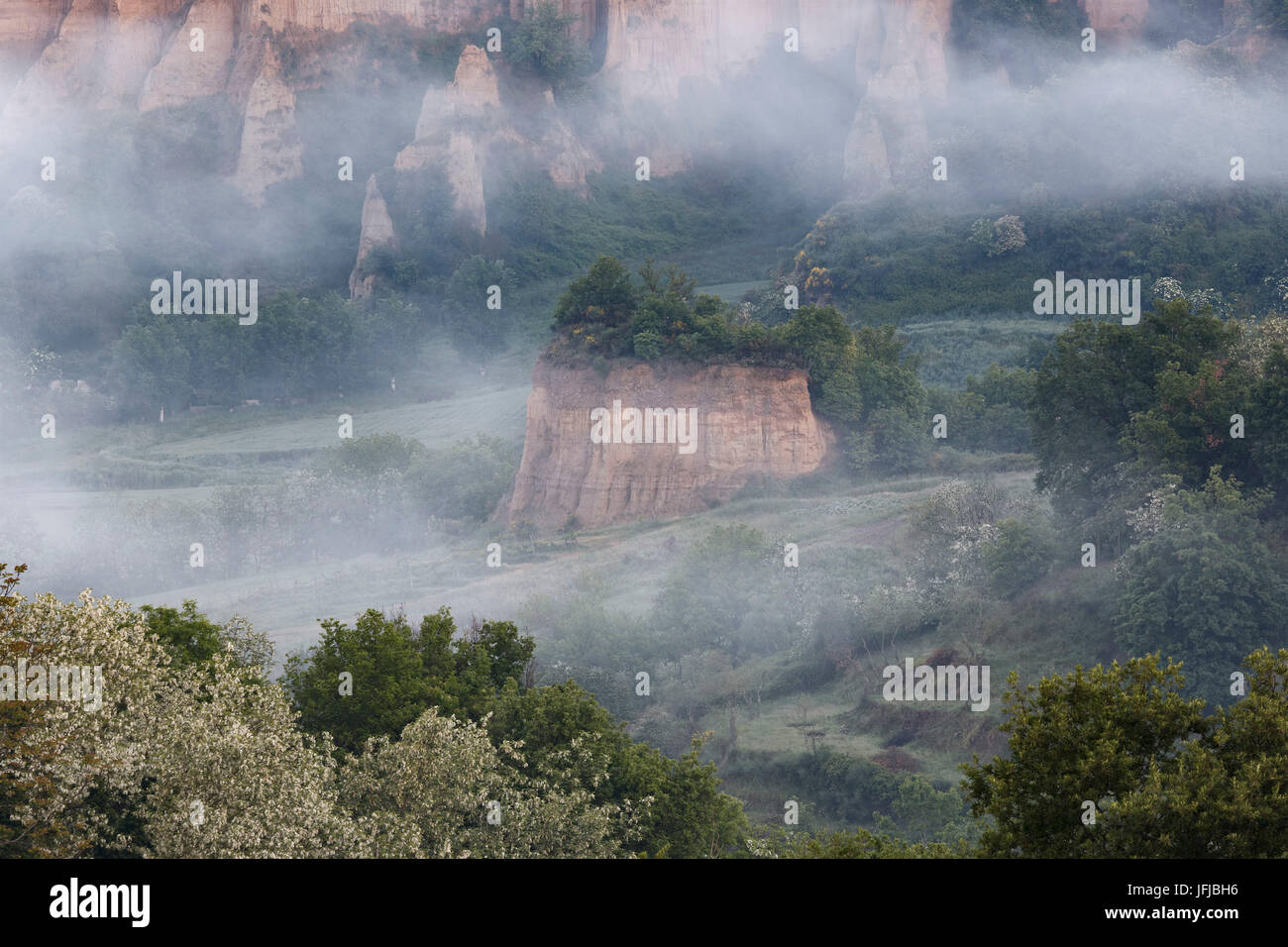 Europe, Italy, Tuscany, Arezzo, The characteristic landscape of the Balze seen from Piantravigne, Valdarno Stock Photo