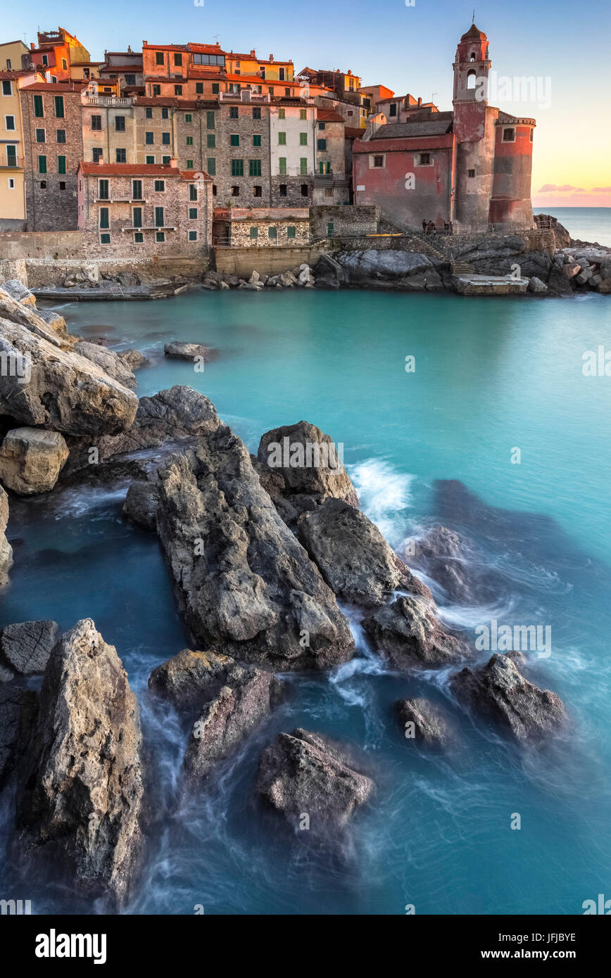 The sea village of Tellaro, Lerici, La Spezia gulf, Liguria, Italy, Stock Photo