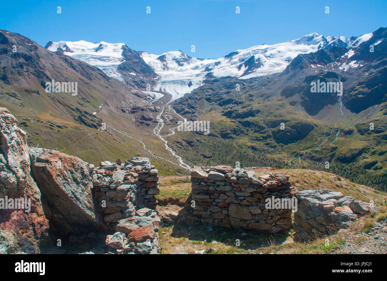 Forni glacier valley in Valfurva - Valtellina - Lombardy Stock Photo