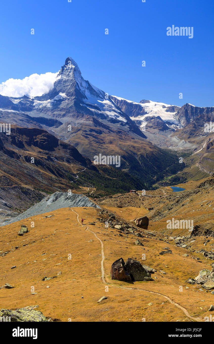 Overview of the Matterhorn, Zermatt Canton of Valais Pennine Alps Switzerland Europe Stock Photo