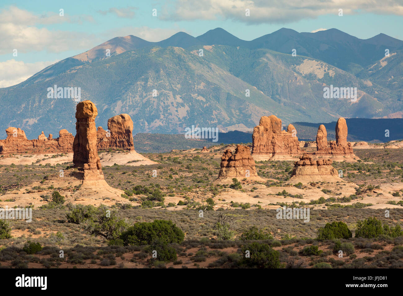 Rock formations in Arches National Park, Moab, Grand County, Utah, USA, Stock Photo