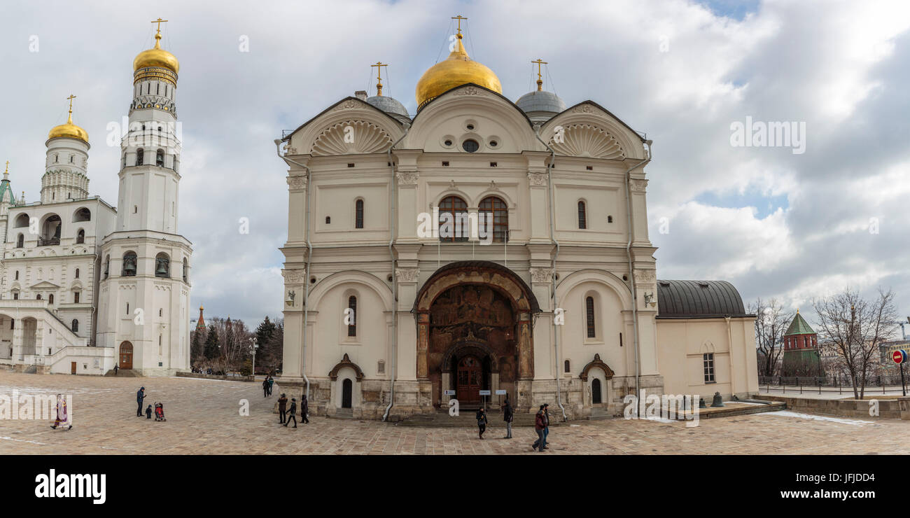 Russia, Moscow, Cathedral of the Archangel and Ivan the Great Bell Tower in the Moscow Kremlin Stock Photo