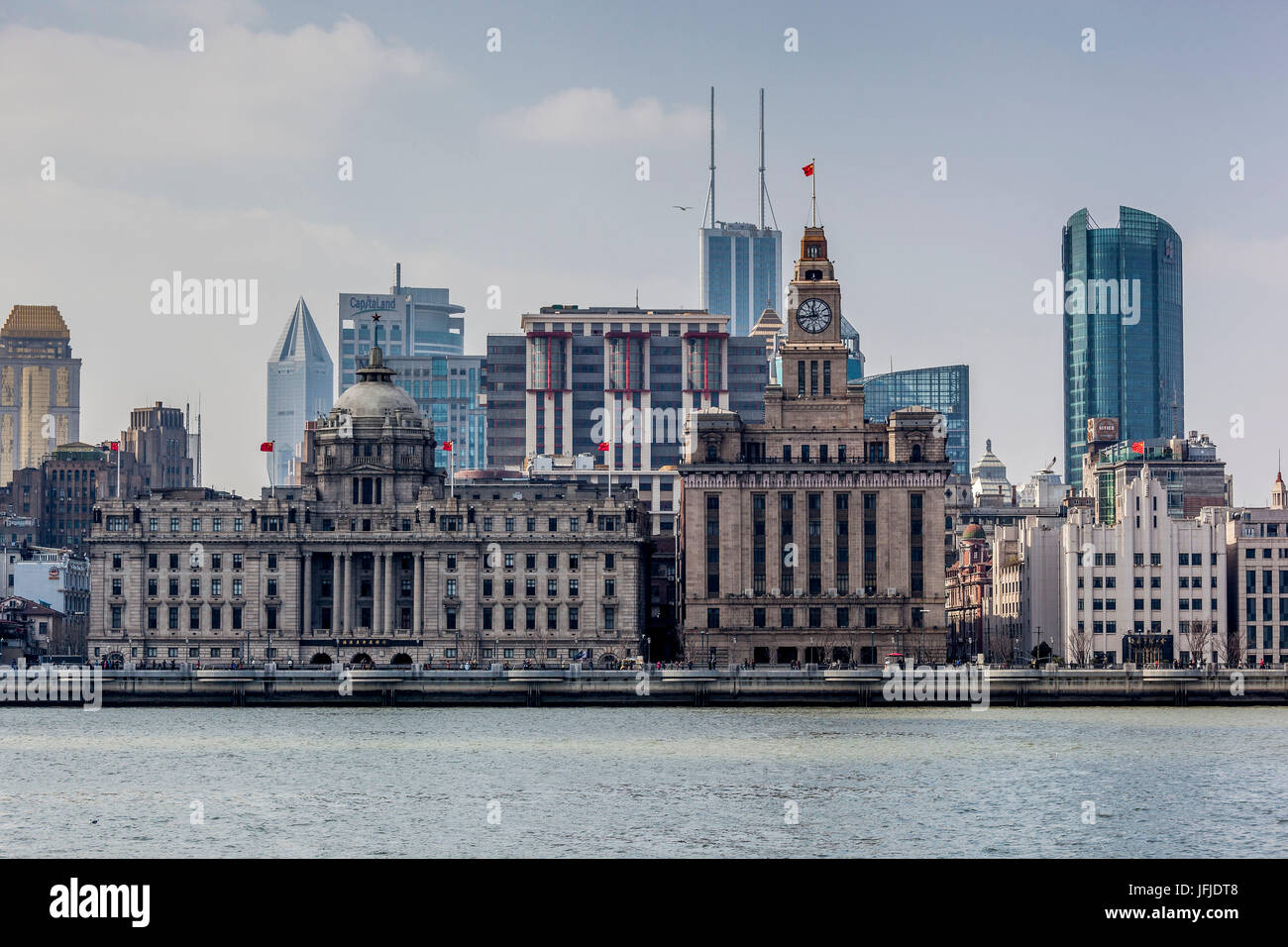 The Bund / Colonial Buildings / Historical 1920's Architecture, Shanghai, China Stock Photo