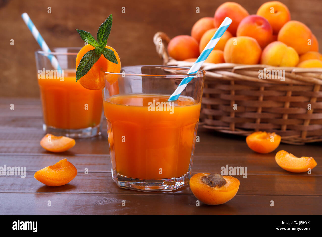 Fresh apricot juice Stock Photo Alamy