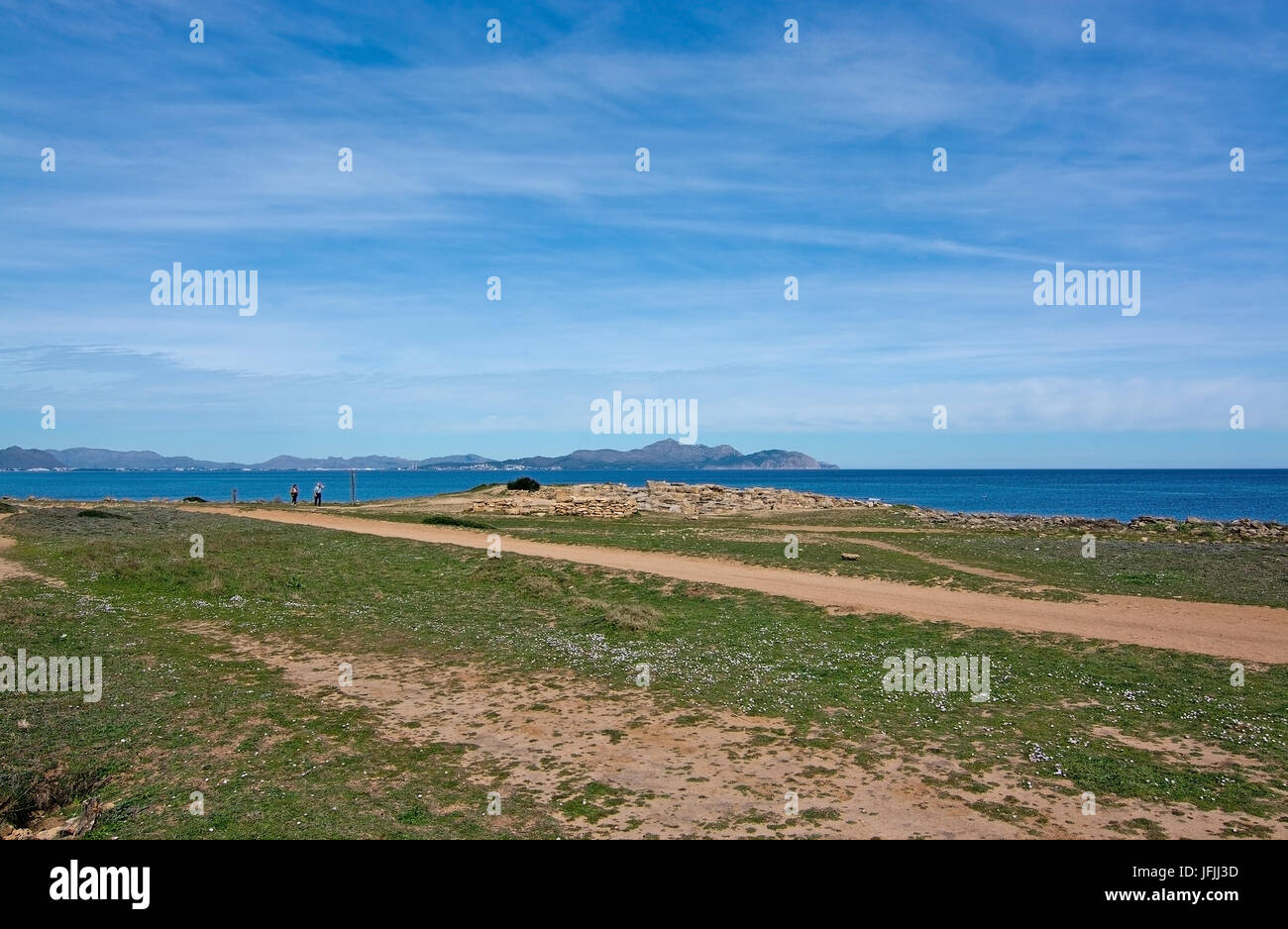 Seaside view on a sunny spring day in north Mallorca, Balearic islands, Spain. Stock Photo