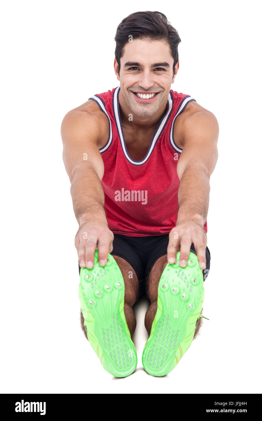 Male athlete doing stretching hi-res stock photography and images - Alamy